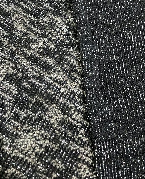 Трикотаж тонкая вязка серебро черный