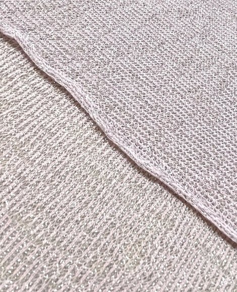 Трикотаж тонкая вязка серебро розовый